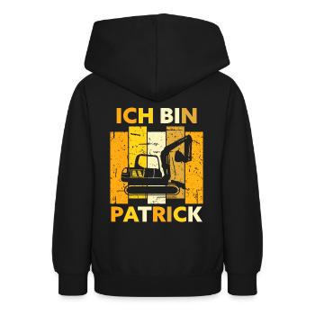 Patrick Geschenk Name Namensschild Geburtstag - Teenager Hoodie - Schwarz - Hinten - AI Model Teenager Male light (155cm)