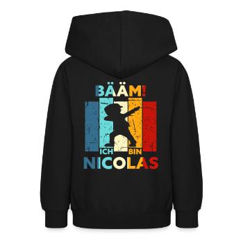 Nicolas Geschenk Name Vorname Geburtstag - Teenager Hoodie - Schwarz - Hinten - AI Model Teenager Male light (155cm)