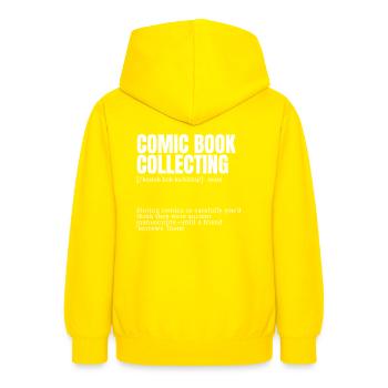Comic Book Collecting Funny Indoor Hobbies Definit - Teen Hoodie - yellow - Back - AI Model Teenager Male dark (155cm)