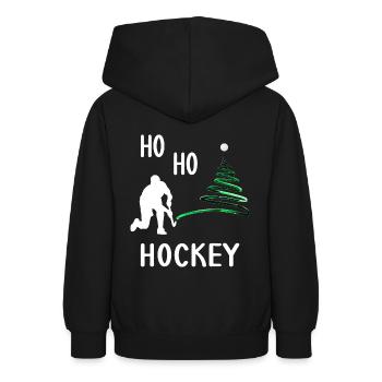 Hockey-xmas Weihnachtsfeier "Ho Ho Ho Feldhockey" - Teenager Hoodie - Schwarz - Hinten - AI Model Teenager Male light (155cm)
