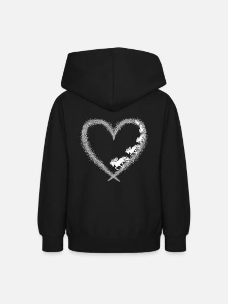 Herz mit Tölt - Teenager Hoodie - Schwarz