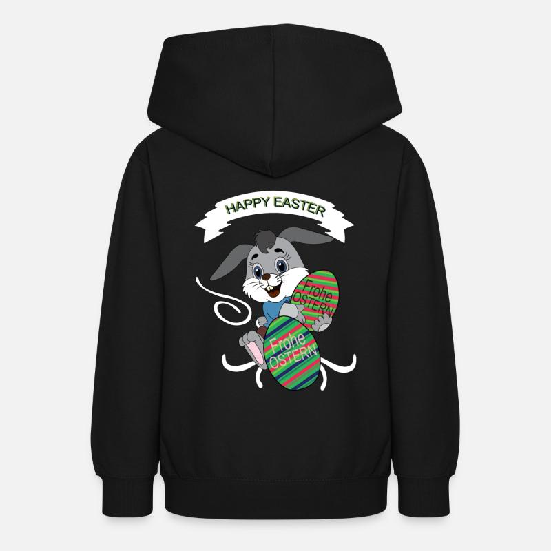 HAPPY EASTER, Easter , Coloured Easter Eggs - Teen Hoodie - black