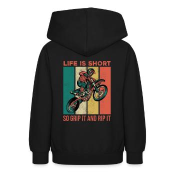 Retro Motorcross - Teenager Hoodie - Schwarz - Hinten - AI Model Teenager Male light (155cm)