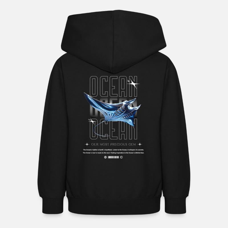 Trésor précieux de la Manta de l’Océan - Sweat à capuche Ado - noir
