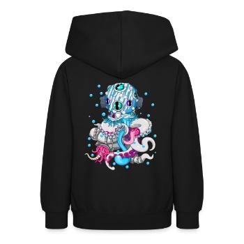 Octopus - zombie - streetwear cool sea monster - Sweat à capuche Ado - noir - Dos - AI Model Teenager Male light (155cm)