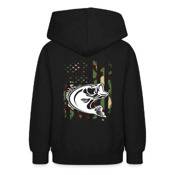 Angeln Camouflage - Teenager Hoodie - Schwarz - Hinten - AI Model Teenager Male light (155cm)