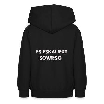 Es eskaliert sowieso lustiger Spruch Geschenk - Teenager Hoodie - Schwarz - Hinten - AI Model Teenager Male light (155cm)