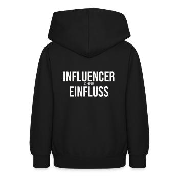 INFLUENCER ohne EINFLUSS Geschenk Sozial Media - Teenager Hoodie - Schwarz - Hinten - AI Model Teenager Male light (155cm)