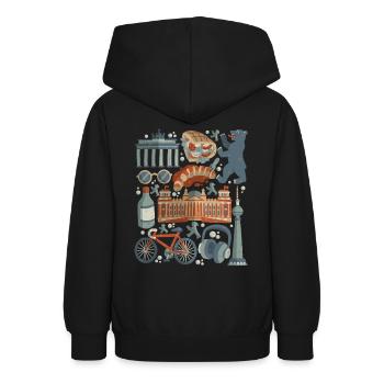 Berlin - Teenager Hoodie - Schwarz - Hinten - AI Model Teenager Male light (155cm)