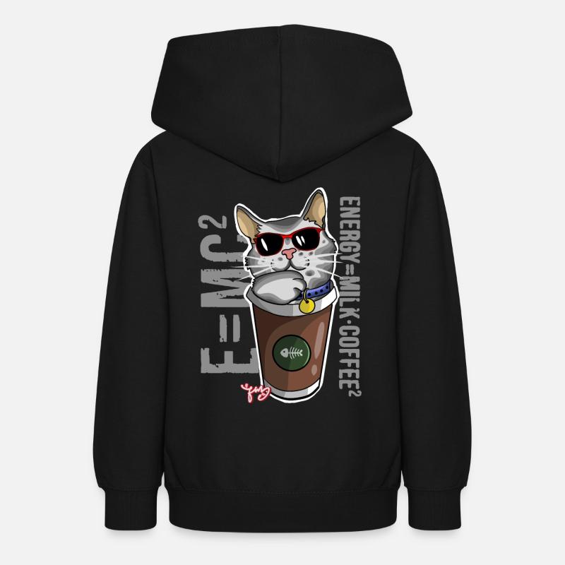 Café chat - Sweat à capuche Ado - noir