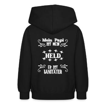 Mein Papi, mein Held, Sanitäter, Stolz, Geschenk - Teenager Hoodie - Schwarz - Hinten - AI Model Teenager Male light (155cm)