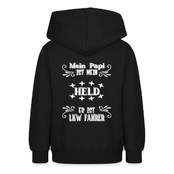 Mein Papi, mein Held, Stolz, Geschenk, Lkw Fahrer - Teenager Hoodie - Schwarz - Hinten - AI Model Teenager Male light (155cm)