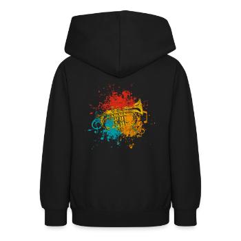 Trompete - Teenager Hoodie - Schwarz - Hinten - AI Model Teenager Male light (155cm)