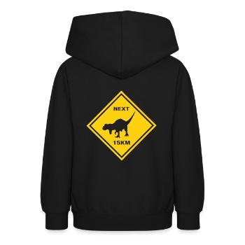 Achtung Carnotaurus kreuzt die Straße Design - Teenager Hoodie - Schwarz - Hinten - AI Model Teenager Male light (155cm)