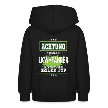 LKW Fahrer einfach ein geiler Typ - Teenager Hoodie - Schwarz - Hinten - AI Model Teenager Male light (155cm)