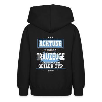 Trauzeuge ist einfach nur ein geiler Typ - Teenager Hoodie - Schwarz - Hinten - AI Model Teenager Male light (155cm)