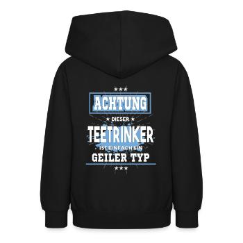 Teetrinker ist einfach nur ein geiler Typ - Teenager Hoodie - Schwarz - Hinten - AI Model Teenager Male light (155cm)