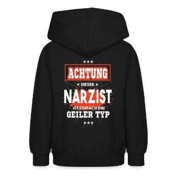 Narzist ist einfach ein geiler Typ T-Shirt - Teenager Hoodie - Schwarz - Hinten - AI Model Teenager Male light (155cm)