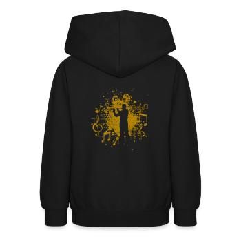 Querflöte - Teenager Hoodie - Schwarz - Hinten - AI Model Teenager Male light (155cm)