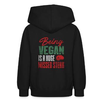 Steak à griller - Sweat à capuche Ado - noir - Dos - AI Model Teenager Male light (155cm)