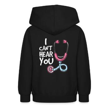 I CANT HEAR YOU Médecin de famille Médecin Humour Stéthoscope - Sweat à capuche Ado - noir - Dos - AI Model Teenager Male light (155cm)
