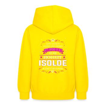 Votre Altesse Isolde entre dans la salle - Sweat à capuche Ado - jaune - Dos - AI Model Teenager Male dark (155cm)