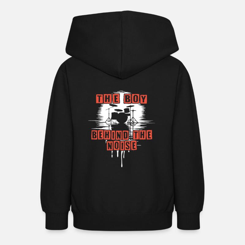 Drummer Boy Schlagzeuger Drumset Silhouette - Sweat à capuche Ado - noir