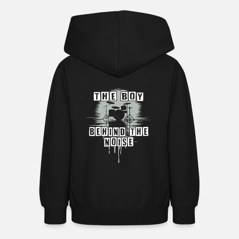 Drummer Boy Schlagzeuger Drumset Silhouette - Sweat à capuche Ado - noir