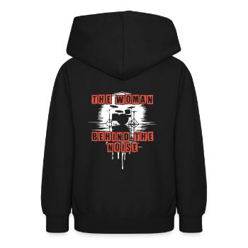 Drummer Woman Schlagzeugerin Girls Band - Teenager Hoodie - Schwarz - Hinten - AI Model Teenager Male light (155cm)
