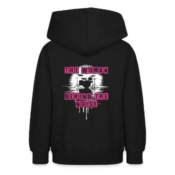 Drummer Woman Schlagzeugerin Girls Band - Teenager Hoodie - Schwarz - Hinten - AI Model Teenager Male light (155cm)