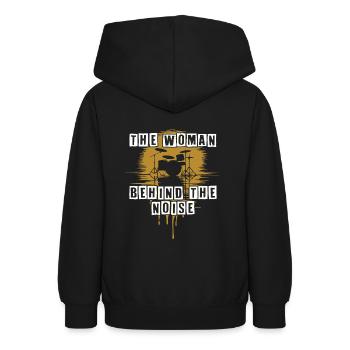 Drummer Woman Schlagzeugerin Girls Band - Teenager Hoodie - Schwarz - Hinten - AI Model Teenager Male light (155cm)