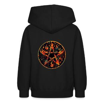 Pentagramm im Flammenkranz brennendes Pentagramm - Teenager Hoodie - Schwarz - Hinten - AI Model Teenager Male light (155cm)