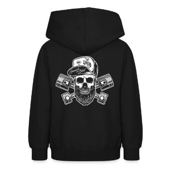 Simson S51 - Gemisch im Blut - Schrauber Skull - Teenager Hoodie - Schwarz - Hinten - AI Model Teenager Male light (155cm)