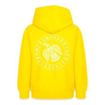 Odin es Raven - Rune - Mythologie Viking Pagan - Sweat à capuche Ado - jaune - Dos - AI Model Teenager Male dark (155cm)