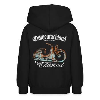 Simson Schwalbe - Ostdeutschland Oldskool - Teenager Hoodie - Schwarz - Hinten - AI Model Teenager Male light (155cm)