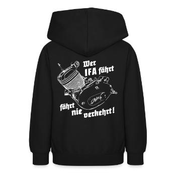 Simson Motor M53 Retro Classic - Wer IFA fährt... - Teenager Hoodie - Schwarz - Hinten - AI Model Teenager Male light (155cm)