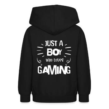 Gaming, boy who loves gaming - Teen Hoodie - black - Back - AI Model Teenager Male light (155cm)
