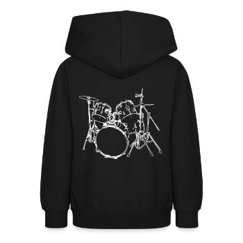 Schlagzeug - Drummer - Teenager Hoodie - Schwarz - Hinten - AI Model Teenager Male light (155cm)