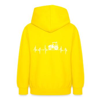 Heartbeat - Tractor - Farmer - Farmer - - Teen Hoodie - yellow - Back - AI Model Teenager Male dark (155cm)