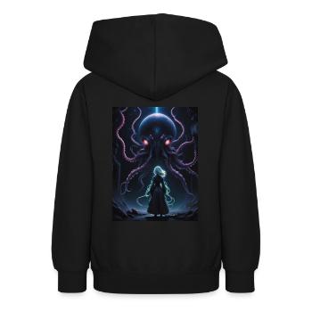 Kraken des Kosmos - Teenager Hoodie - Schwarz - Hinten - AI Model Teenager Male light (155cm)