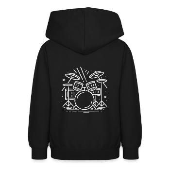 Schlagzeug Schlagzeuger Destroy Silence Rockband. - Teenager Hoodie - Schwarz - Hinten - AI Model Teenager Male light (155cm)
