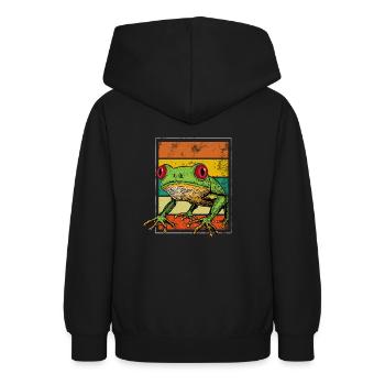 Frosch, Frosch Frosch Besitzer, liebt Frösche, - Teenager Hoodie - Schwarz - Hinten - AI Model Teenager Male light (155cm)