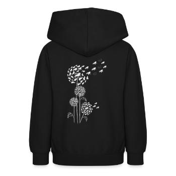 Pusteblume mit Blüte und Tölt Weiss - Teenager Hoodie - Schwarz - Hinten - AI Model Teenager Male light (155cm)