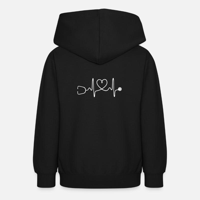 Stéthoscope battement de coeur - Sweat à capuche Ado - noir