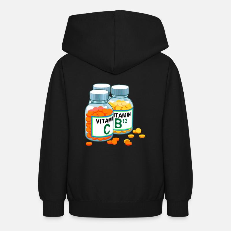 vitamines - Sweat à capuche Ado - noir