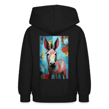Animal Art | Funny Donkey - Teenager Hoodie - Schwarz - Hinten - AI Model Teenager Male light (155cm)