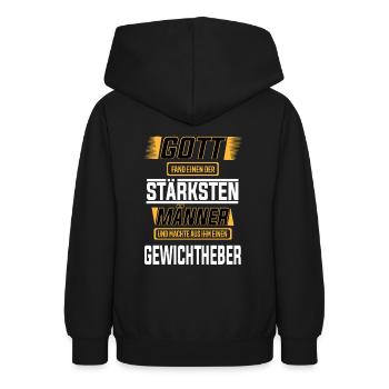 Gewichtheber einer der stärksten Männer der Welt - Teenager Hoodie - Schwarz - Hinten - AI Model Teenager Male light (155cm)