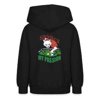 Snooker my passion, Billard Fuchs mit Spruch - Teenager Hoodie - Schwarz - Hinten - AI Model Teenager Male light (155cm)