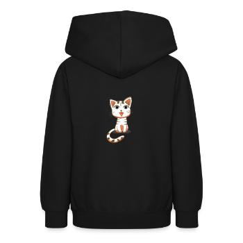 white cat - Teen Hoodie - black - Back - AI Model Teenager Male light (155cm)