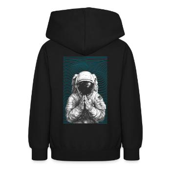 Betender Astronaut - Teenager Hoodie - Schwarz - Hinten - AI Model Teenager Male light (155cm)